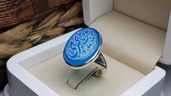 انگشتر مردانه عقیق آبی کد 99