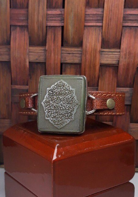 خرید دستبند چرمی مردانه یشم خطی