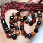 تسبیح 33 دانه عقیق سلیمان تراش الماسی کد 475