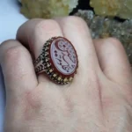 انگشتر مردانه عقیق قرمز خطی کد 3001