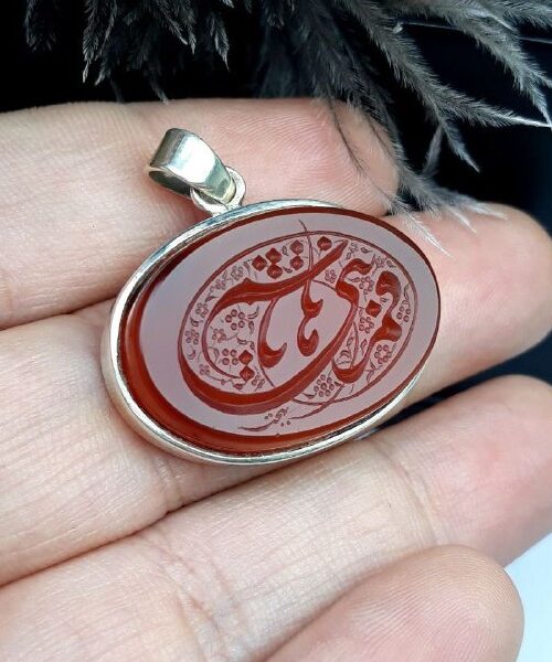 مدال مردانه عقیق یمنی خطی درجه یک