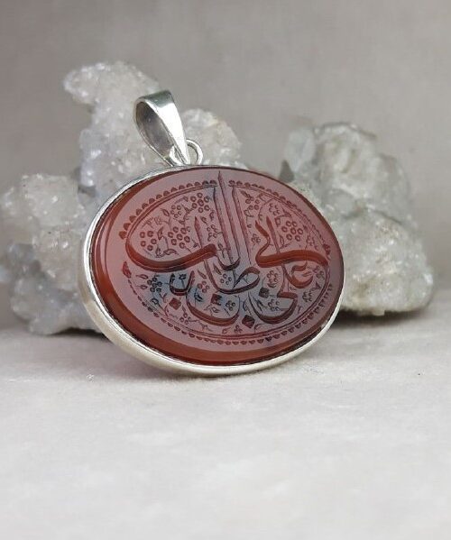 مدال مردانه عقیق یمنی خطی درجه یک