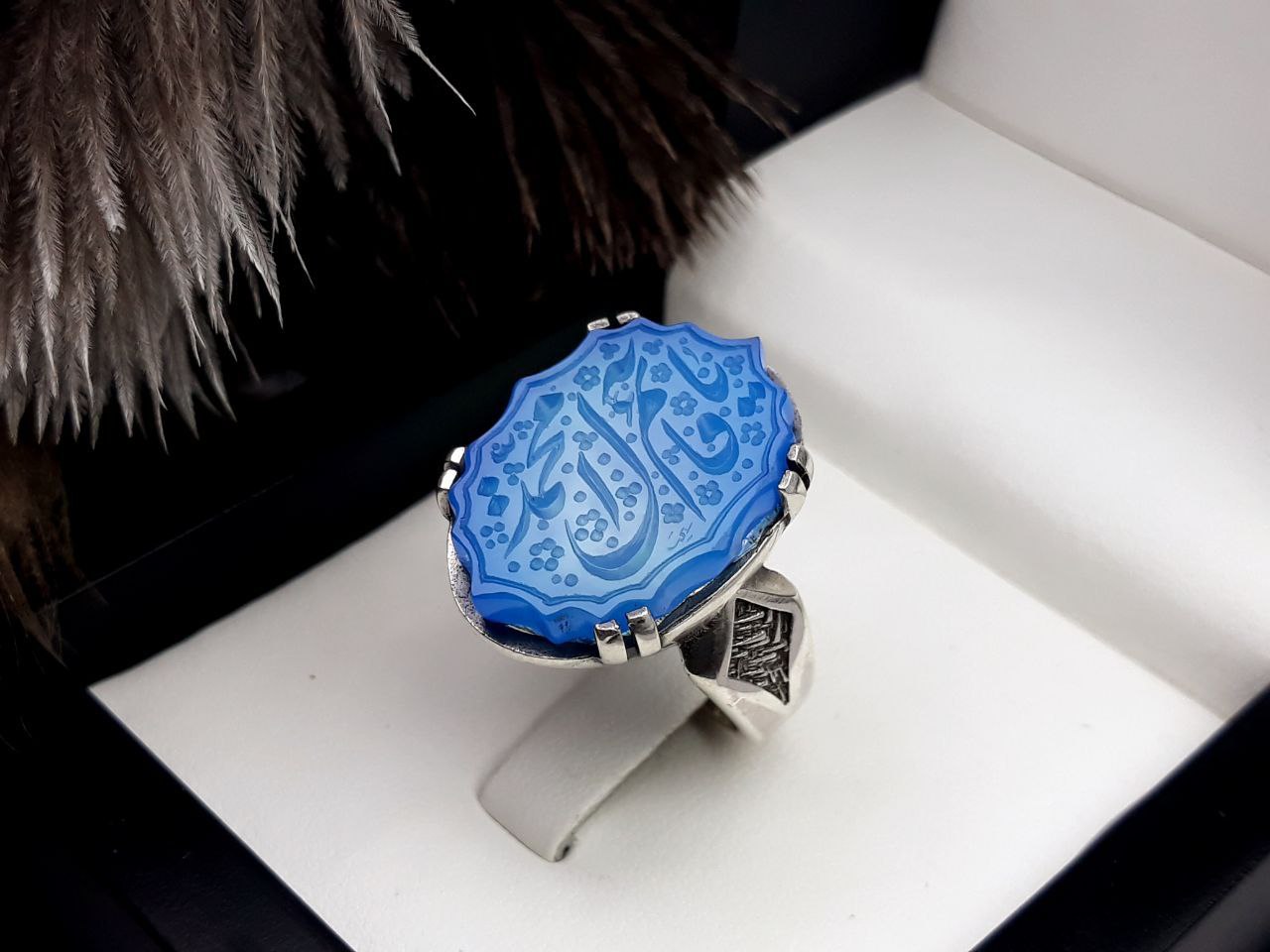 ring_23 انگشتر مردانه عقیق آبی خطی