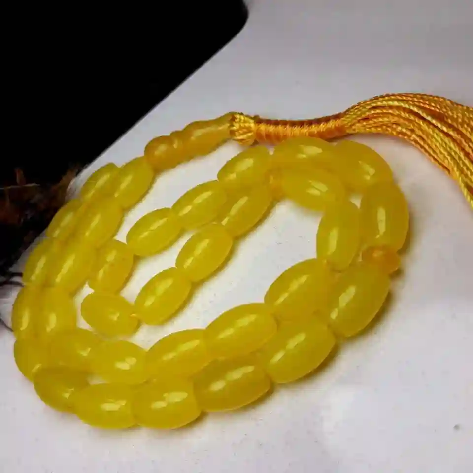tasbih_5.1 تسبیح 33 دانه جید زرد کد 1475