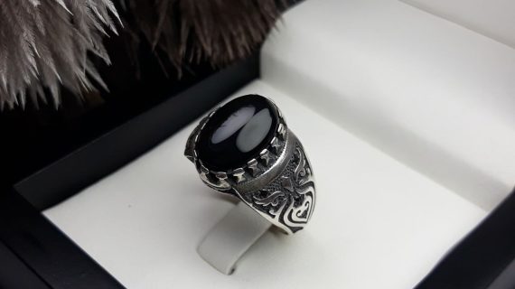 انگشتر مردانه عقیق مشکی کد 2145