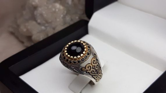 انگشتر مردانه عقیق مشکی کد 2156