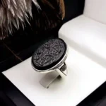 انگشتر مردانه عقیق مشکی خطی کد 2137