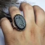 انگشتر مردانه عقیق مشکی خطی کد 2138