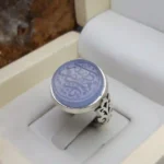 انگشتر مردانه عقیق کبود خطی کد 2085