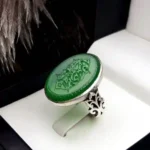 انگشتر مردانه عقیق سبز خطی کد 2045