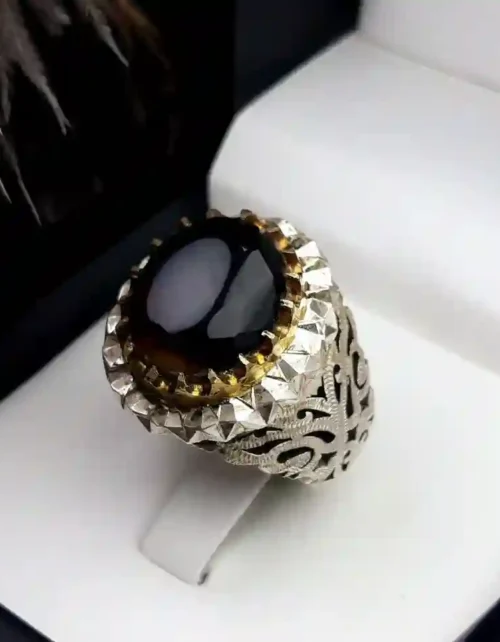 انگشتر مردانه عقیق یمنی مشکی کد 2152