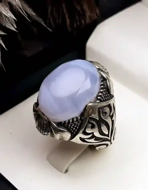 انگشتر مردانه عقیق یمنی کبود کد 2095