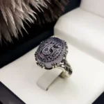 انگشتر مردانه عقیق یمنی کبود خطی کد 2093