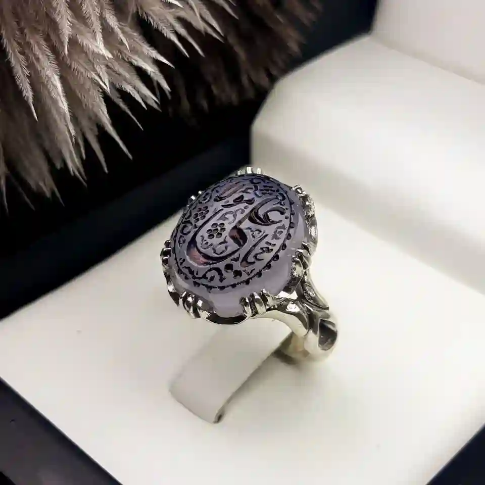 ring_93.1 انگشتر مردانه عقیق یمنی کبود خطی کد 2093
