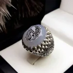 انگشتر مردانه عقیق یمنی کبود خطی کد 2094