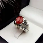 انگشتر مردانه عقیق یمنی سرخ خوشرنگ کد 2071