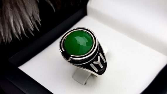 انگشتر مردانه عقیق سبز کد 2057