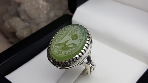 انگشتر مردانه عقیق سبز کد 2061