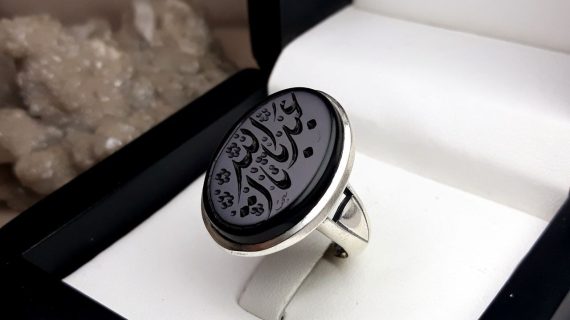 انگشتر مردانه عقیق مشکی کد 2177