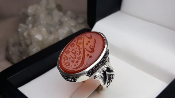 انگشتر مردانه عقیق قرمز کد 2178