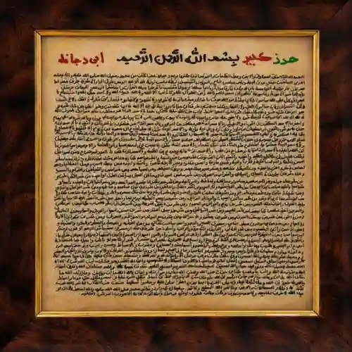تابلو حرز ابی‌دجانه روی پوست آهو
