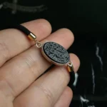 دستبند بافت‌دار عقیق مشکی خطی کد 3758
