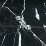 دستبند سه نگین فیروزه نیشابوری کد 3760 - تصویر 2