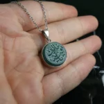 مدال عقیق سبز خطی یا رقیه خاتون کد 3756