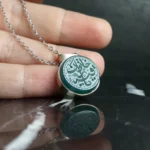 مدال عقیق سبز خطی یا رقیه خاتون کد 3756 - تصویر 2