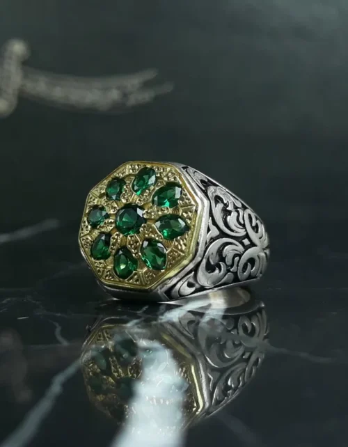 انگشتر طرح زمرد کد 3717 - تصویر 2