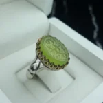 انگشتر عقیق سبز کاهویی خطی کد 3720