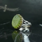 انگشتر عقیق سبز کاهویی خطی کد 3720 - تصویر 2