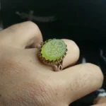 انگشتر عقیق سبز کاهویی خطی کد 3720 - تصویر 4