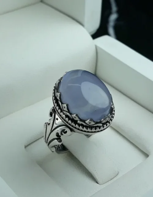 انگشتر عقیق یمنی کبود کد 3724