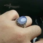 انگشتر عقیق یمنی کبود کد 3724 - تصویر 4