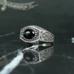 انگشتر عقیق مشکی کد 3726 - تصویر 2