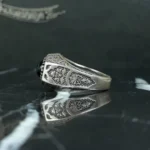 انگشتر عقیق مشکی کد 3726 - تصویر 3