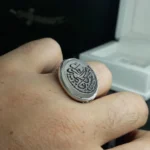 انگشتر عقیق یمنی نباتی خطی کد 3730 - تصویر 2