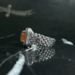 انگشتر عقیق یمنی پرتقالی الماس‌تراش کد 3731 - تصویر 3