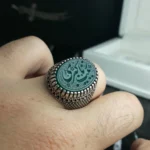 انگشتر عقیق سبز خطی کد 3732 - تصویر 2