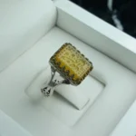 انگشتر عقیق زرد خطی کد 3733