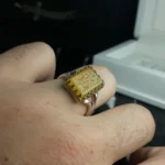 انگشتر عقیق زرد خطی کد 3733 - تصویر 2