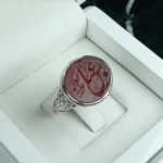 انگشتر عقیق سرخ خطی کد 3739