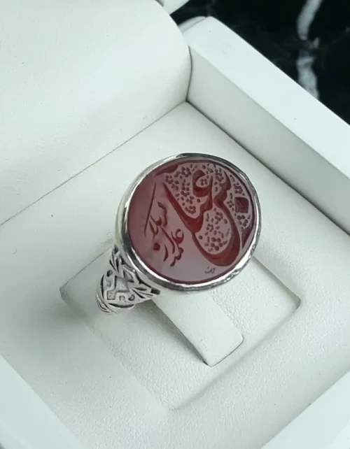 انگشتر عقیق سرخ خطی کد 3739
