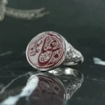 انگشتر عقیق سرخ خطی کد 3739 - تصویر 2
