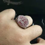 انگشتر عقیق سرخ خطی کد 3739 - تصویر 4
