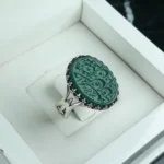 انگشتر عقیق سبز خطی کد 3740