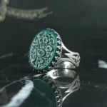 انگشتر عقیق سبز خطی کد 3740 - تصویر 2