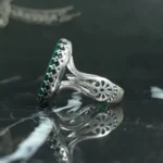 انگشتر عقیق سبز خطی کد 3740 - تصویر 3