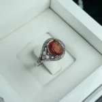انگشتر عقیق سرخ خطی کد 3742